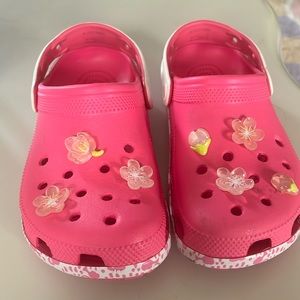Barbie crocs with unique flower jibbits
